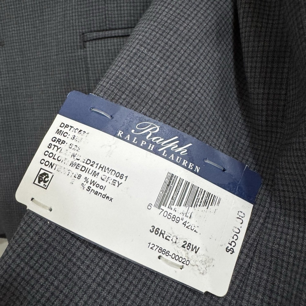 Men's Ralph Lauren Blazer 36r Athletic Fit‎ Gray Check Wool Stretch - Picture 5 of 16